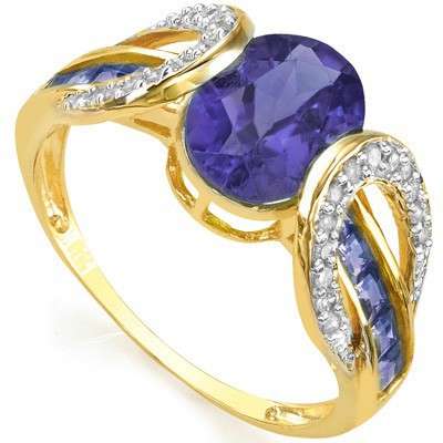 GORGEOUS 10K SOLID YELLOW GOLD A++ TANZANITE AND DIAMOND RING! 1.800CTS VALUE : R25'221.00