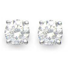 1.000Ct Diamond Stud Earrings. 14k Solid White Gold. H-I   -  Vs1-Vs2