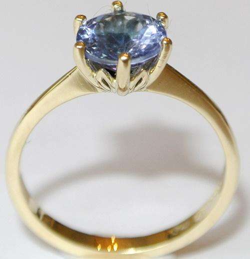 *in Stock*  1.300CTS Tanzanite Solitaire "The Camelot"  Ring .   14k Solid Yellow Gold