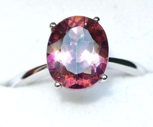 9k  Solid Gold Pink Mystic  topaz  Solitaire ring. 2.100CTS   VALENTINE