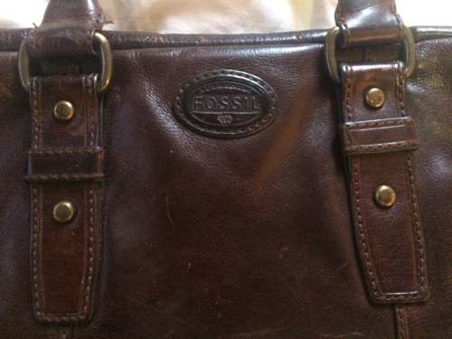 Fossil Estate Leather Laptop Document Bag Dark Brown