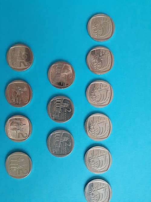 Set of 13 SA  commemorative R2 coins, including FOUR error coins!