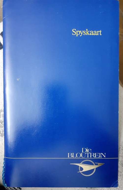1988 Blue Train menus x 3 in folder