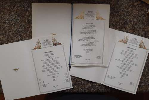 1988 Blue Train menus x 3 in folder