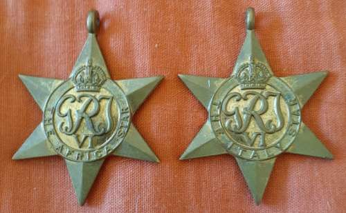 WW2 two full-sized ITALY & AFRICA STARS, R.MOORE