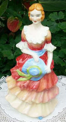 VINTAGE HAND PAINTED,  BONE CHINA, GAINSBOROUGH FIGURINE " PEGGY " ADDERLEY FLORAL, MADE IN ENGLAND