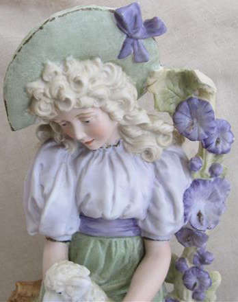 LARGE ANTIQUE LATE VICTORIAN BISQUE FIGURINE,  GERMAN STAMP MARK OF UNGER, SCHNEIDER & CO