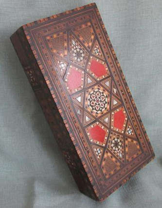 RECTANGULAR SHAPED,   WOODEN ORIENTAL BOX WITH FINE BONE, MOTHER OF PEARL AND WOODEN INLAY WORK