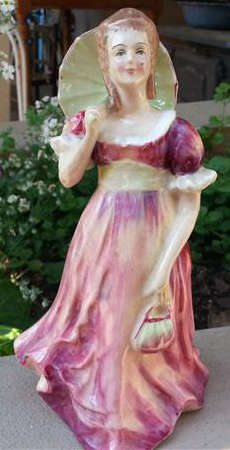 VINTAGE ELEGANT LADY FIGURINE MANUFACTURED BY H WATKIN, LAWTON, ENGLAND