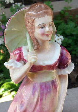 VINTAGE ELEGANT LADY FIGURINE MANUFACTURED BY H WATKIN, LAWTON, ENGLAND