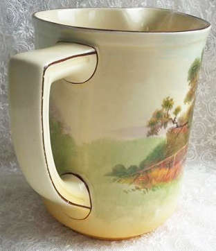 VINTAGE ROYAL DOULTON HAND PAINTED MILK JUG, COUNTRY SIDE THATCHED COTTAGE