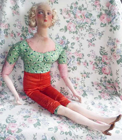 EARLY 1900s SEXY LOOKING, FRENCH FLAPPER BOUDOIR DOLL, BISQUE ARMS AND LEGS