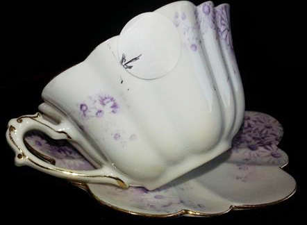 ANTIQUE 1896-1910,WILEMAN FOLEY, PRE SHELLEY LILAC DAISY CLUSTER PATTERN TEA  CUP AND SAUCER