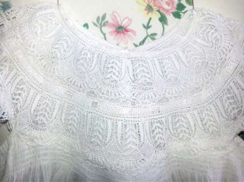 ANTIQUE WHITE BABY DRESS, EXQUISITE LACE TOP WITH GATHERED SWISS EMBROIDERED ANGLASE SKIRT
