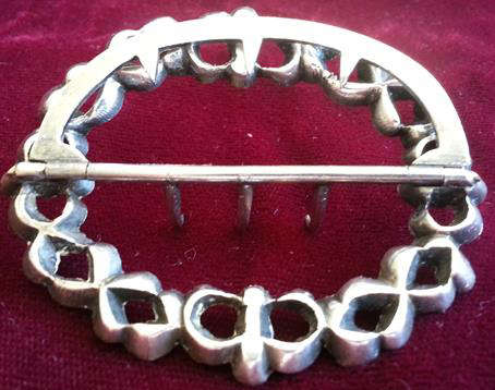 ANTIQUE 1920s APPROX UNMARKED SILVER LADIES BELT BUCKLE SET WITH SPARKLING DIAMANTE