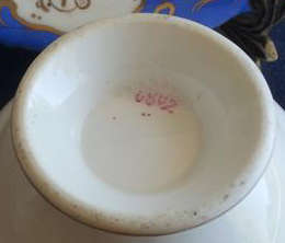 LARGE  HAND PAINTED,  VICTORIAN FOOTED DUO, BLUE FLOWERS ON WHITE PORCELAIN WITH GILDING.
