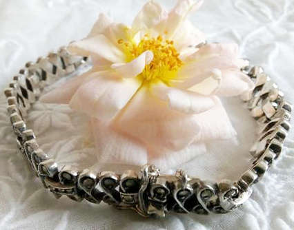 ART DECO,  SILVER MARCASITE, LINK BRACELET, SAFETY CHAIN AND LOCK, EXCELLENT CONDITION