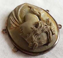 BEAUTIFUL ANTIQUE CARVED LAVA ROCK CAMEO, HIGH RELIEF, GREAT CONDITION.