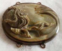 BEAUTIFUL ANTIQUE CARVED LAVA ROCK CAMEO, HIGH RELIEF, GREAT CONDITION.