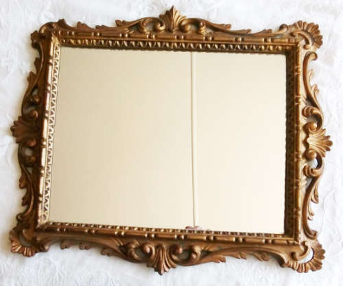 EDWARDIAN / VICTORIAN ORNATELY CARVED, HEAVILY GILDED WOODEN  FRAMED MIRROR