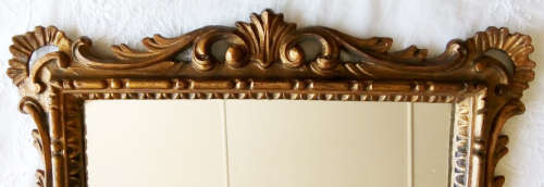 EDWARDIAN / VICTORIAN ORNATELY CARVED, HEAVILY GILDED WOODEN  FRAMED MIRROR