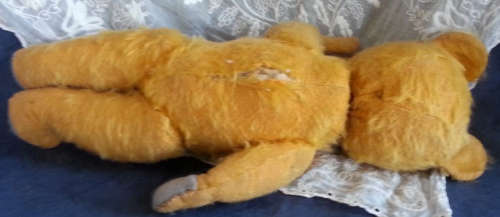 CUDDLY ANTIQUE STRAW FILLED HEAD, GOLDEN MOHAIR  TEDDY BEAR, PLENTY OF CHARACTER !!!!!