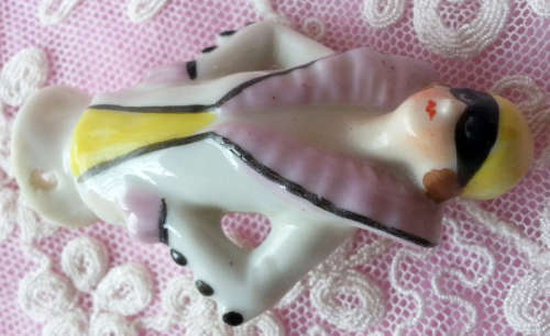 BLACK MASKED, MARDI GRAS  PIN CUSHION HALF DOLL, 1101.GERMANY