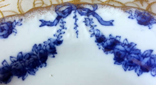 ANTIQUE FOLEY 1898 - 1920s LONDON J.GOODWIN STODDED , PORCELAIN FLO BLUE TRIO