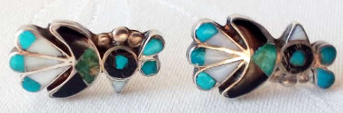 VINTAGE PAIR OF SILVER AND ENAMEL, QUIRKY BIRD ..ART DECO ERA, SCREW ON EARRINGS