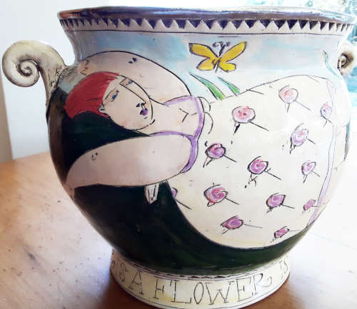 DELIGHTFUL !!! " FAT LADIES "  FRUIT BOWL BY WELL KNOWN S.A. ARTIST R.SENECAL 2002