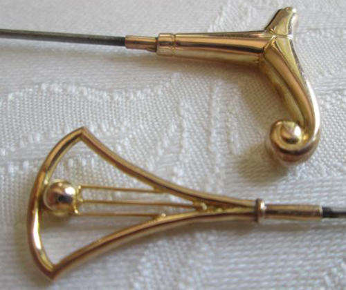 ANTIQUE,  ART DECO, EXTRA LONG, PAIR OF 9ct HAT PINS,  PERFECT CONDITION....
