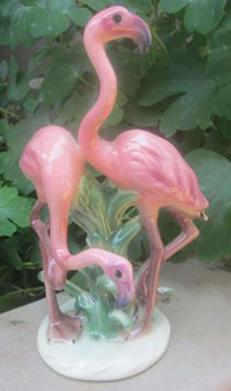 VINTAGE PAIR OF GRACEFUL FLAMINGOS, MADE IN WESTERN GERMANY