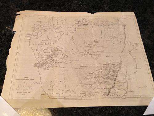 Map of Southern Africa depicting the Routes of Livingston and others 1852