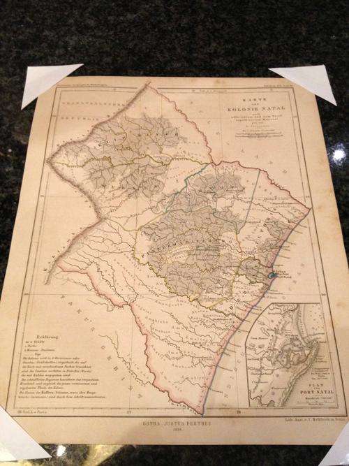 Map litho in German of the "Kolonie Natal" 1856