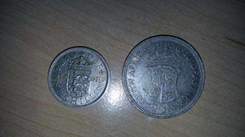1963 1 Shilling and 1956 2.5 Shilling