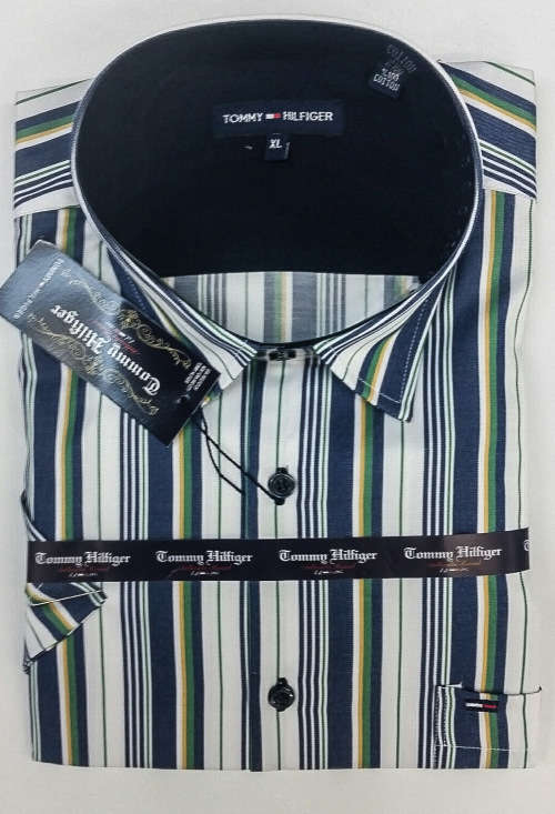 TOMMY HILFIGER ORIGNAL S/S SLIM FIT COTTON SHIRT SIZE EXTRA LARGE !!!!!MARKET VALUE R999.99