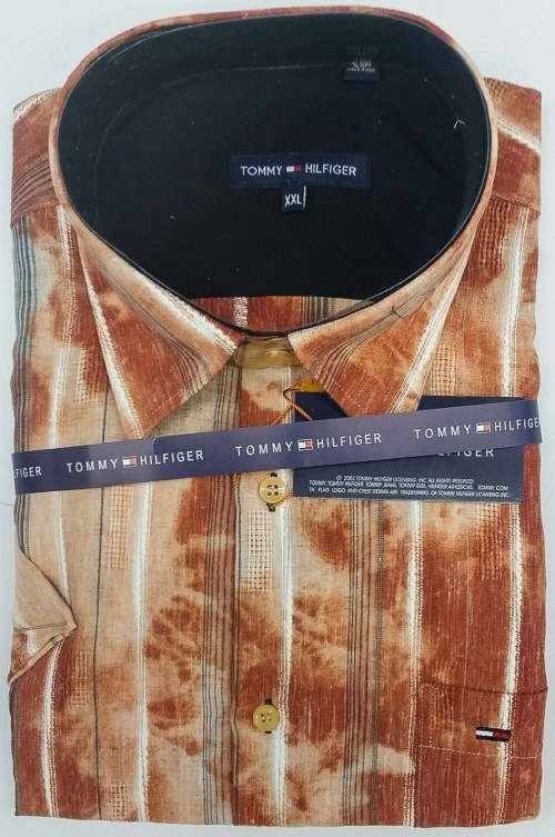 TOMMY HILFIGER ORIGNAL S/S SLIM FIT COTTON SHIRT SIZE LARGE   !!!!!MARKET VALUE R999.99