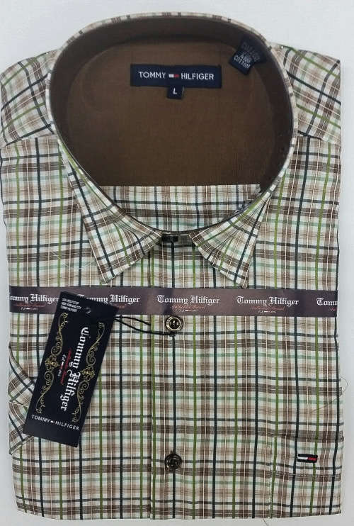 TOMMY HILFIGER ORIGNAL S/S SLIM FIT COTTON SHIRT SIZE LARGE !!!!!MARKET VALUE R999.99