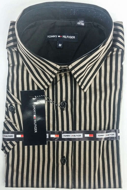 TOMMY HILFIGER ORIGNAL S/S SLIM FIT COTTON SHIRT SIZE LARGE !!!!!MARKET VALUE R999.99