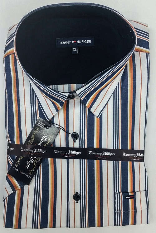 TOMMY HILFIGER ORIGNAL S/S SLIM FIT COTTON SHIRT SIZE LARGE !!!!!MARKET VALUE R999.99