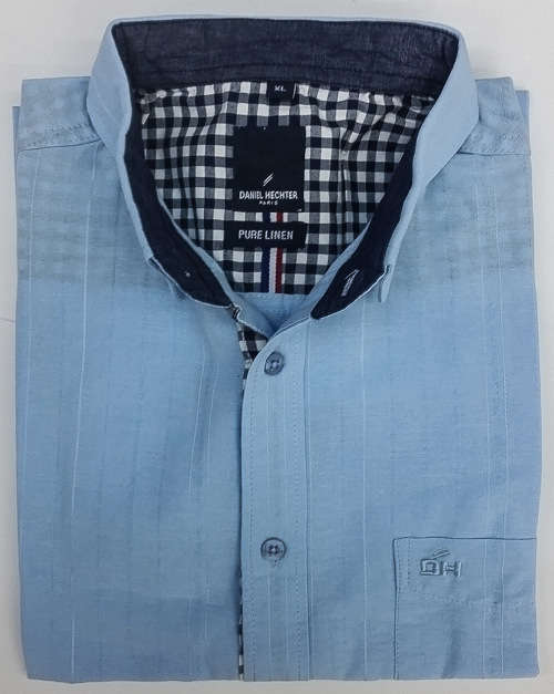 DANIEL HECHTER ORIGNAL 100% LINEN L/S SLIM FIT SHIRT SIZE LARGE!!!!MARKET VALUE R999.99