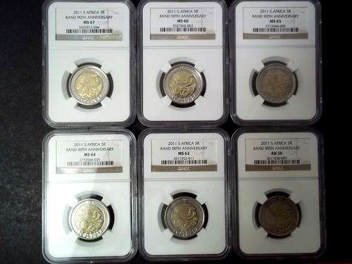 6x   SARB  R5 COINS!!!!  AU58,MS62,MS64,MS65,MS66,MS67!!!!