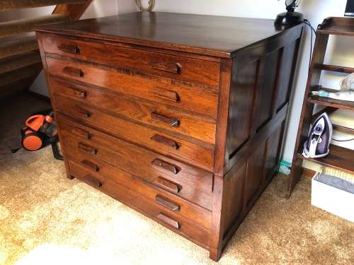 Antique Wooden Architect Cabinet