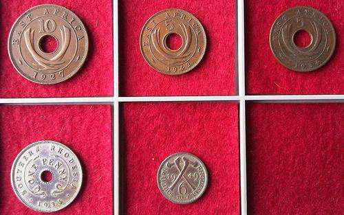 East Africa 10, 5 Cent and Rhodesia 6 Pence, 1 Penny