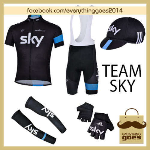 Team Sky Kit Combo - Shirt, Bib Shorts, Glove, Armwarmers and Cap
