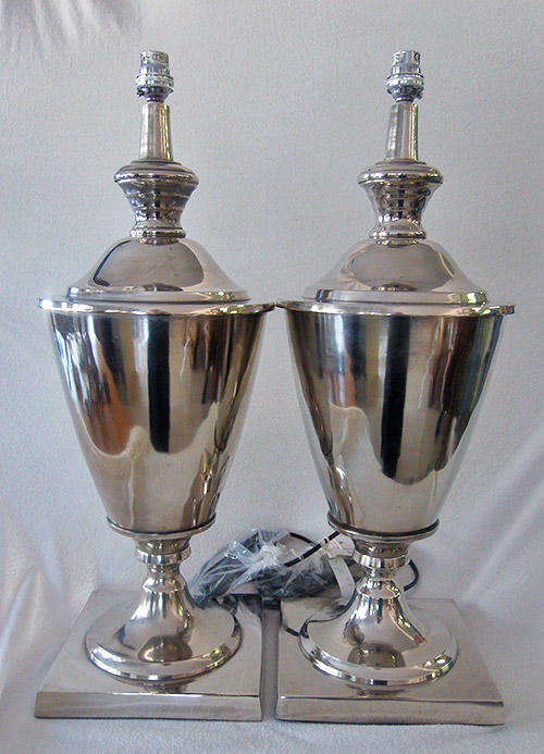 Trophy Bed-side Lamps***Brand new***In the box***Nickel-plated Brass***Imported from India (1 pair)