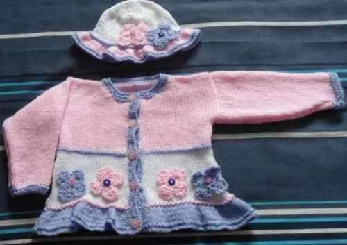 Pretty cardigan and hat set
