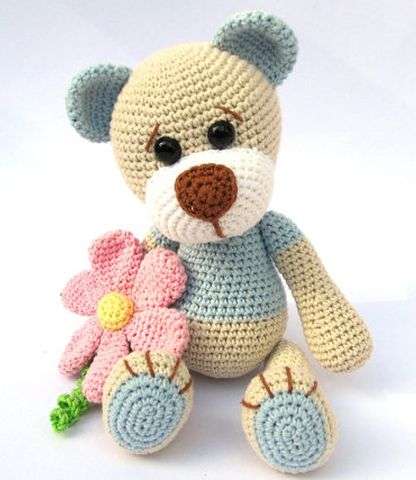 Teddy with flower-Baby Gift