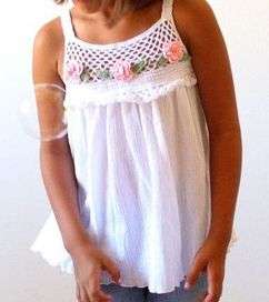Crochet top with fabric skirt