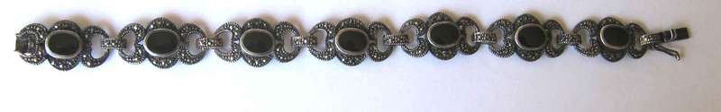 Lovely design- Sterling Silver 925 , Marcasite& Black Onyx  Bracelet.